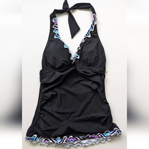 Gottex Tempo Halter Tankini Top, Black, Women's 6 - Picture 1 of 3